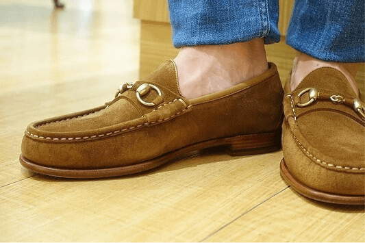 Light Brown Suede Horsebit Loafers