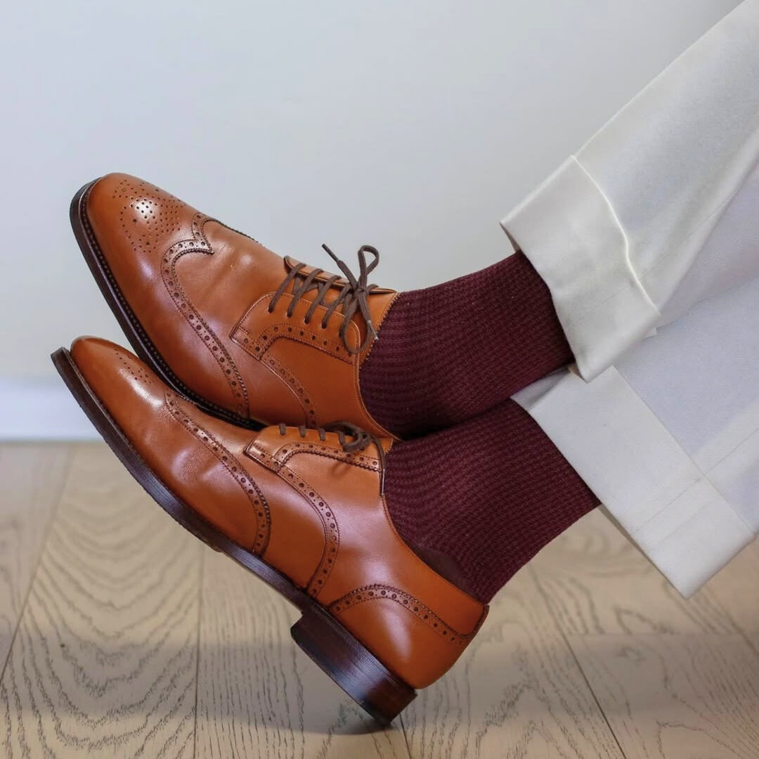 Men's Brown Harmain Leathers- Tan Leather Brogue Shoes styled for dress wear, Harmain Leathers