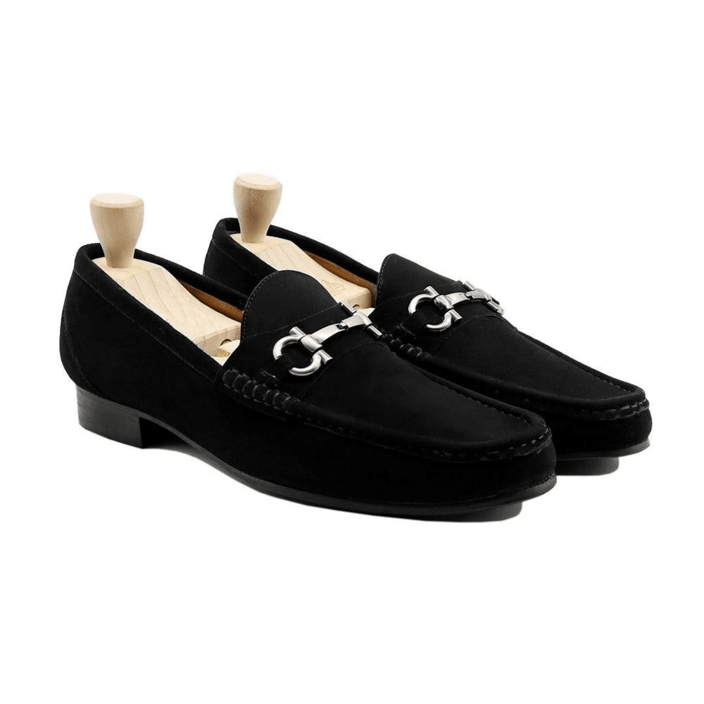 Ajax Schwarze Wildleder-Loafer – Premium Horsebit-Schuhe für Herren
