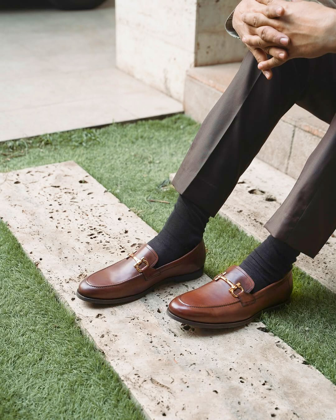 Handgefertigte Horsebit-Loafer aus braunem Leder für Herren
