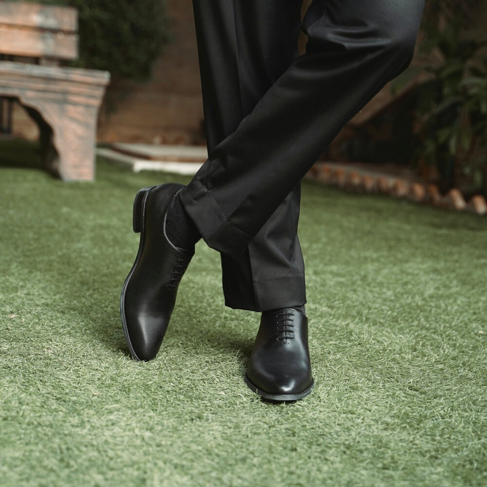 Black Wholecut Oxford Shoes