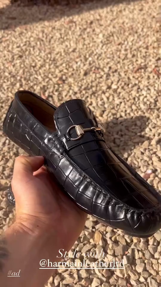 Harmain Black Croc Loafers