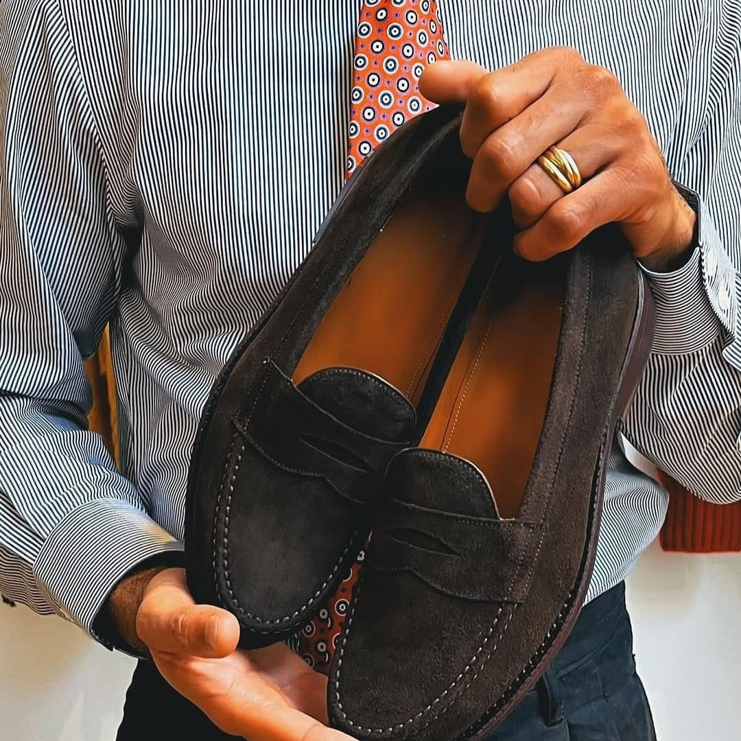 Black Suede Penny Loafers