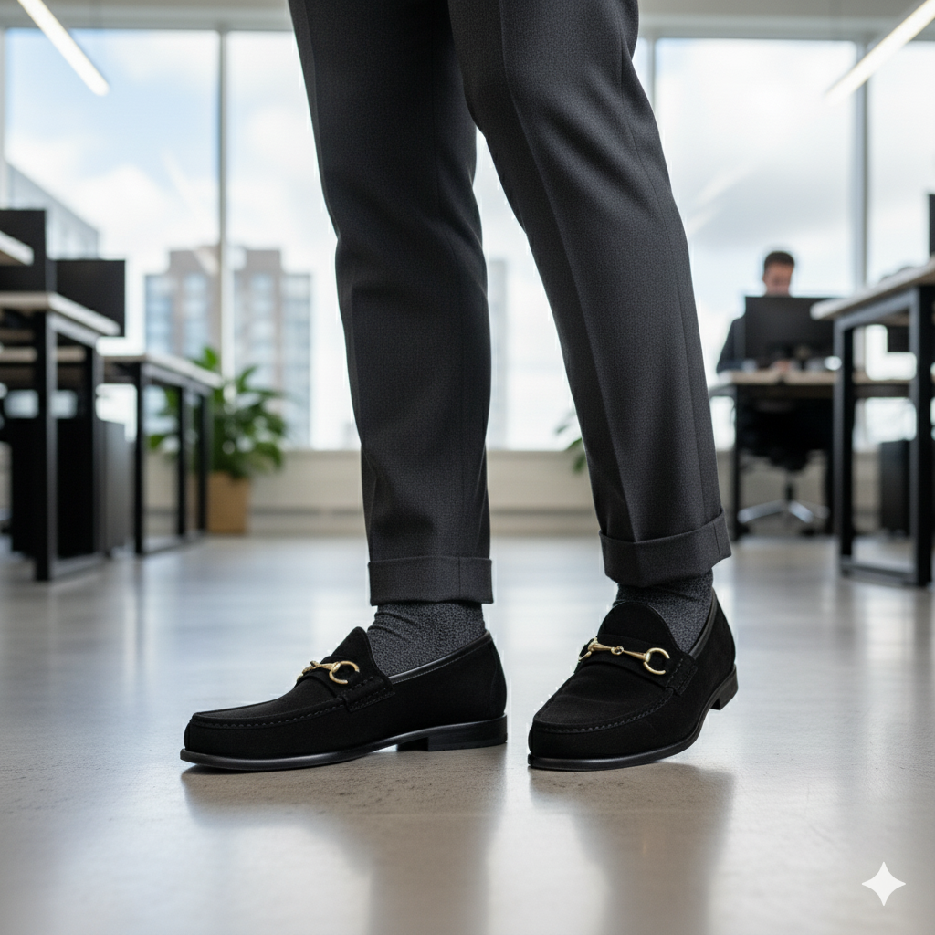 Black Suede Horsebit