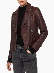 BRAUNE, GESCHMEIDIGE DAMEN-LEDERJACKE