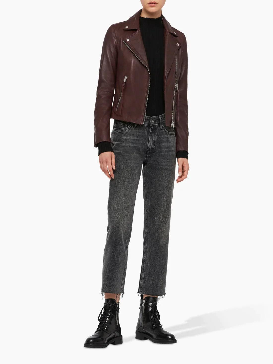BRAUNE, GESCHMEIDIGE DAMEN-LEDERJACKE