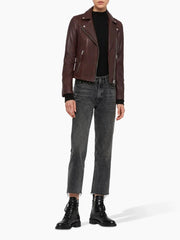 BRAUNE, GESCHMEIDIGE DAMEN-LEDERJACKE