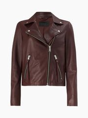 BRAUNE, GESCHMEIDIGE DAMEN-LEDERJACKE