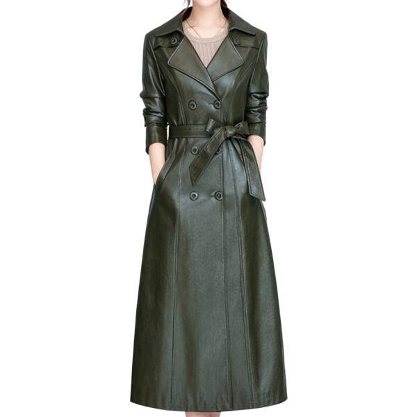 DOPPELREIHIGER LEDERTRENCHCOAT FÜR DAMEN