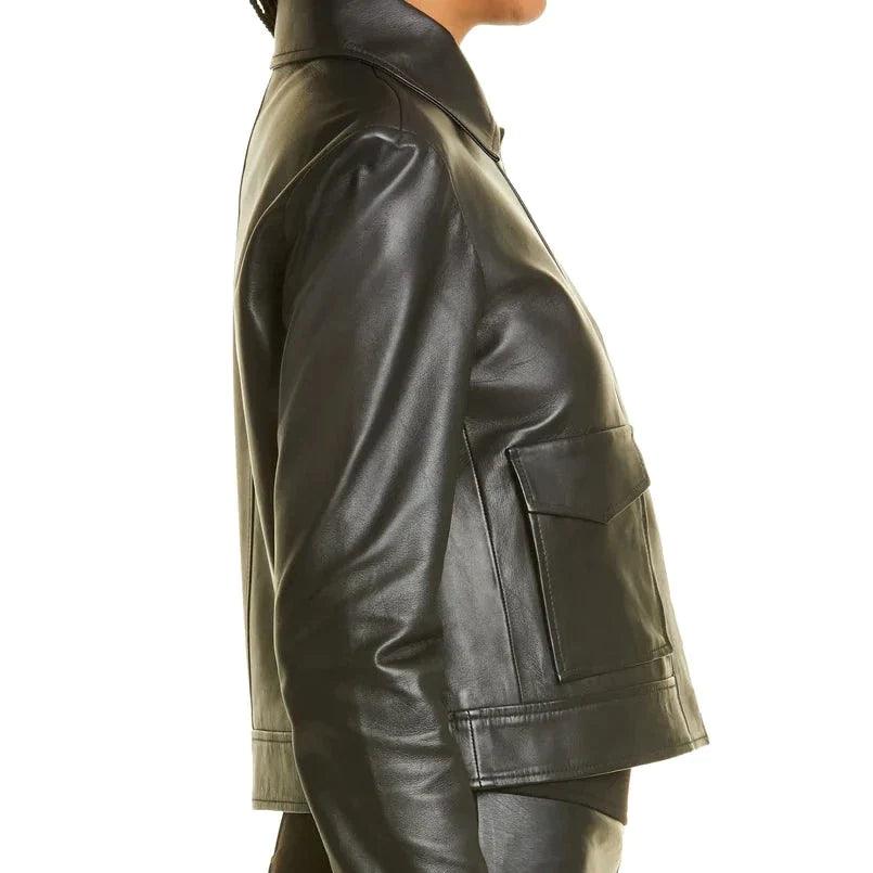 Black Cropper Leather Jacket