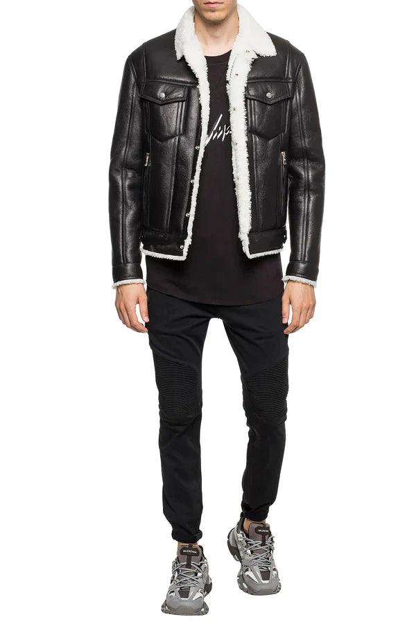 Unisex Signature Designer Leather Jacket styled open over an outfit, Harmain Leathers