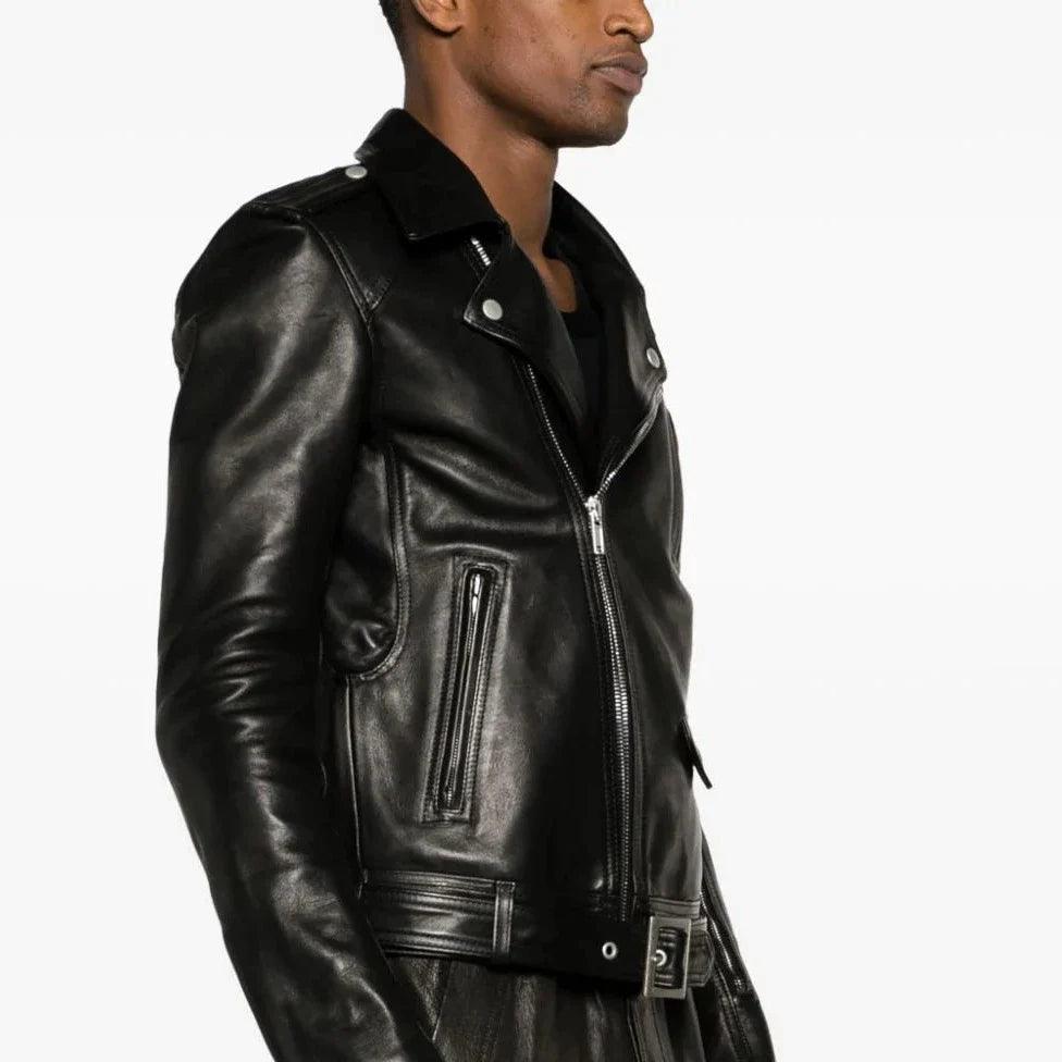 Schwarze Leder-Bikerjacke für Herren | Premium-UK-Design"