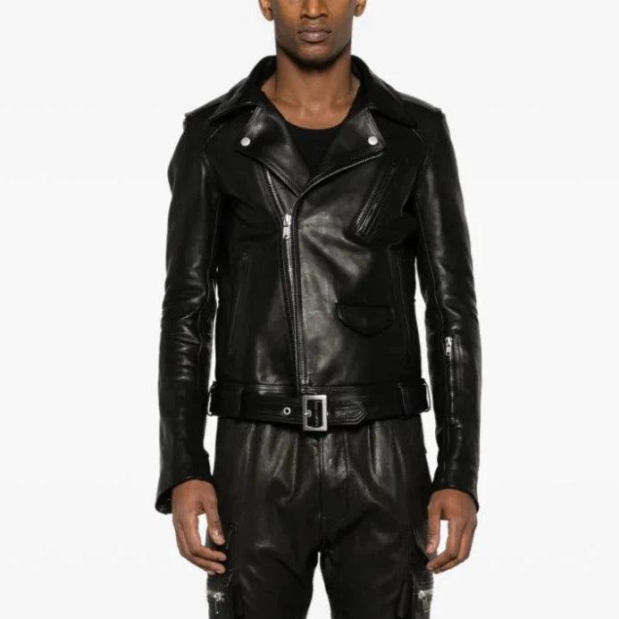 Schwarze Leder-Bikerjacke für Herren | Premium-UK-Design"