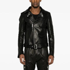 Schwarze Leder-Bikerjacke für Herren | Premium-UK-Design"
