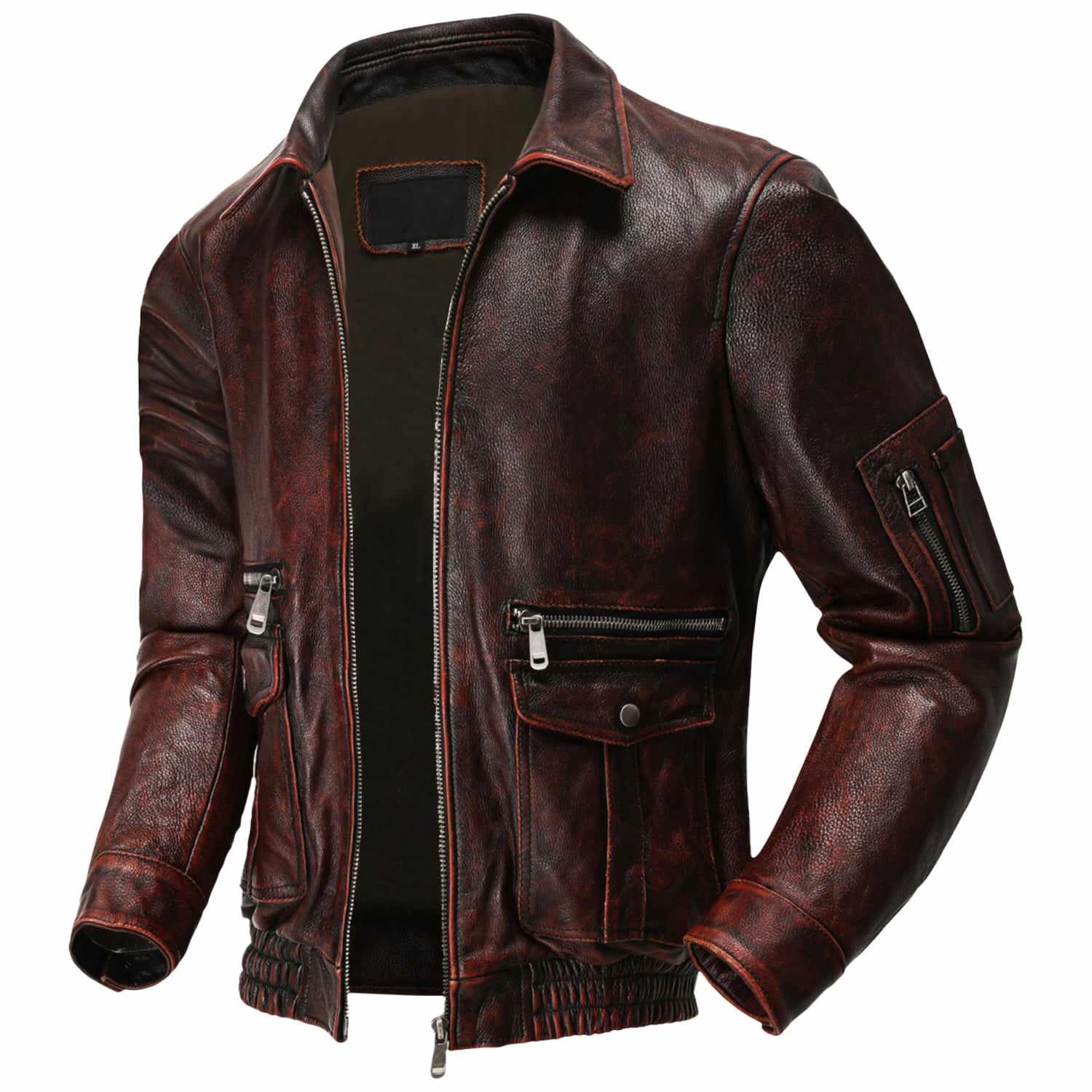 ROTE FLIEGERLEDERJACKE FÜR HERREN