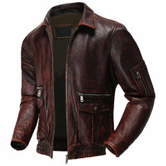 ROTE FLIEGERLEDERJACKE FÜR HERREN
