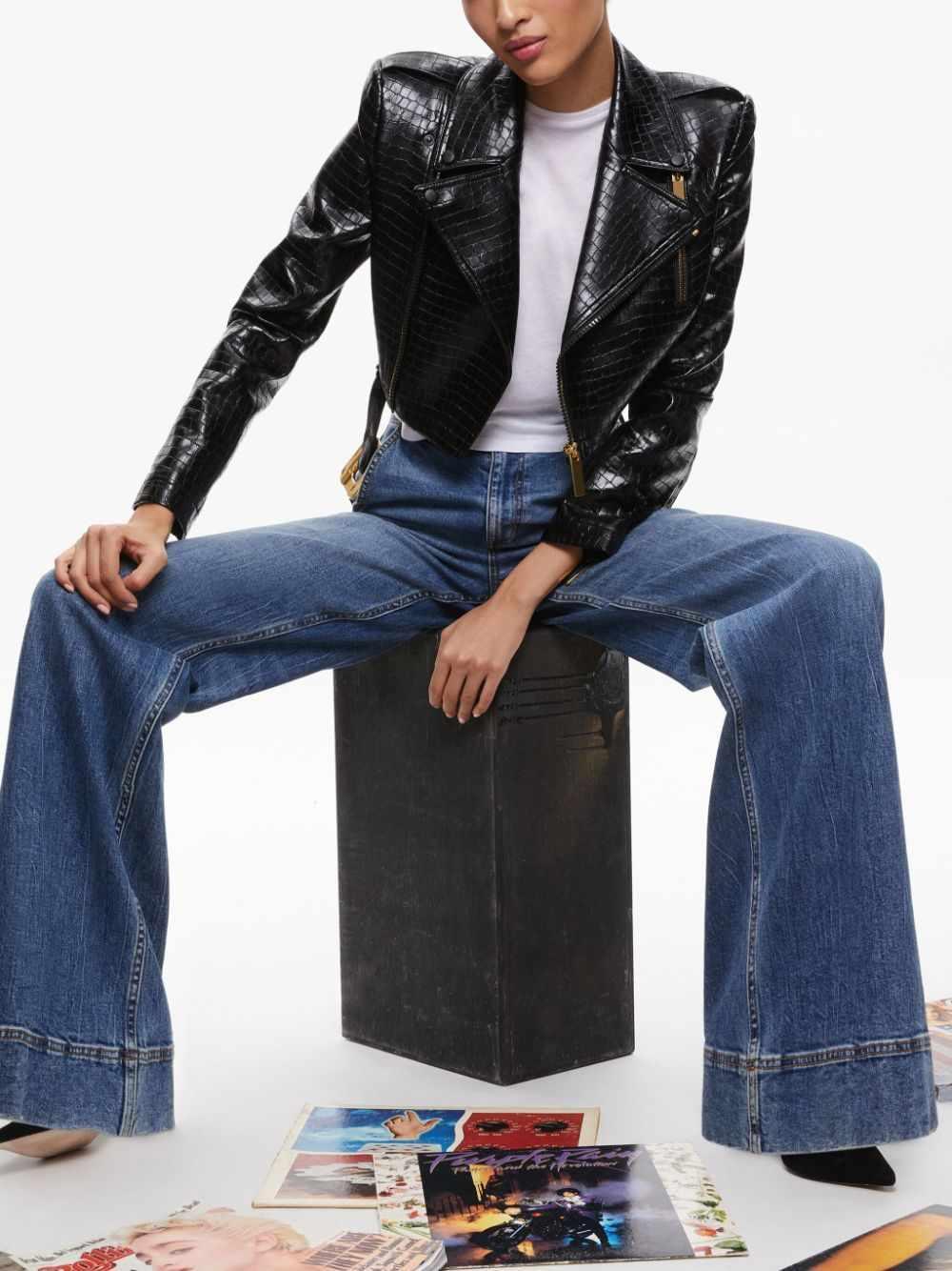 Black Croc Emboss LEATHER JACKET