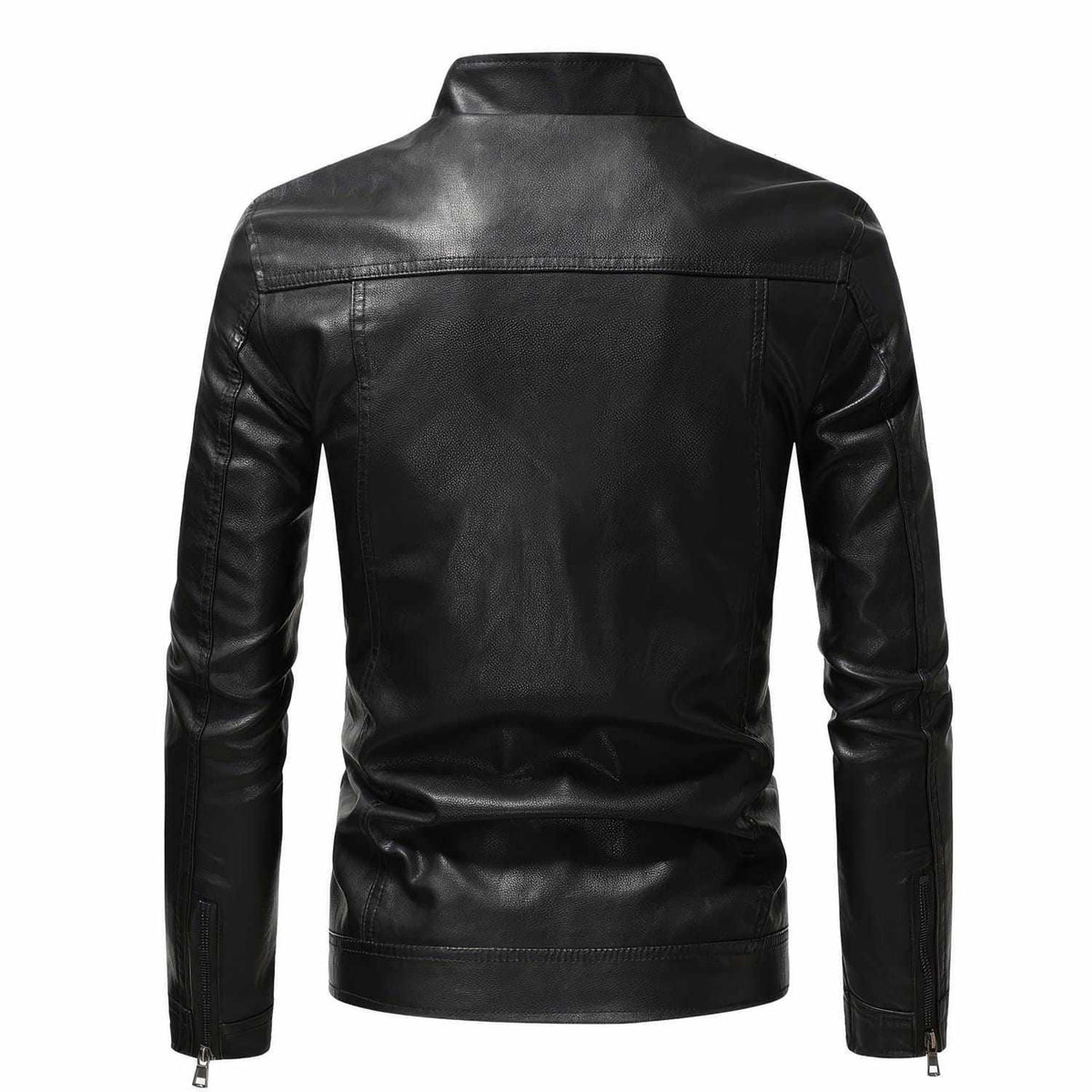 Unisex Signature Men’s Black Racer Vintage Leather Jacket styled open over an outfit, Harmain Leathers
