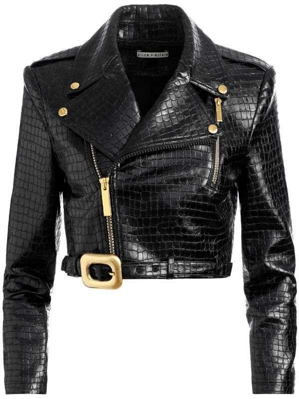 Black Croc Emboss LEATHER JACKET
