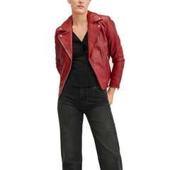 WOMEN-BURGANDY LEATHER JACKET