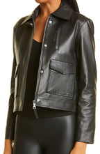 Black Cropper Leather Jacket
