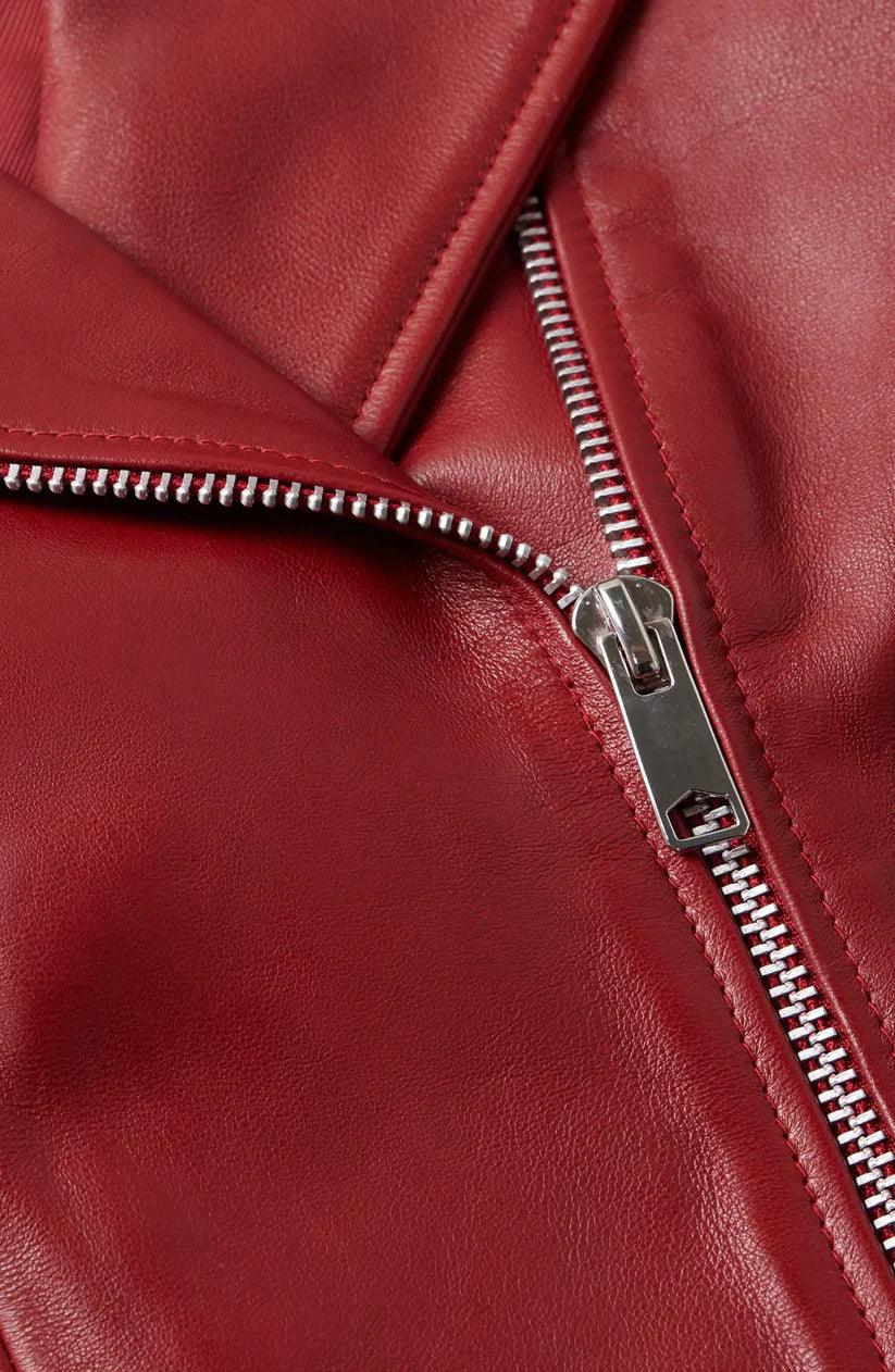 WOMEN-BURGANDY LEATHER JACKET