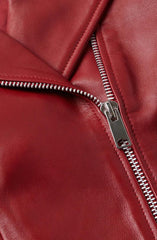 WOMEN-BURGANDY LEATHER JACKET