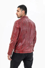 BIKER BURGANDY LEATHER JACKET