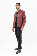 BIKER BURGANDY LEATHER JACKET
