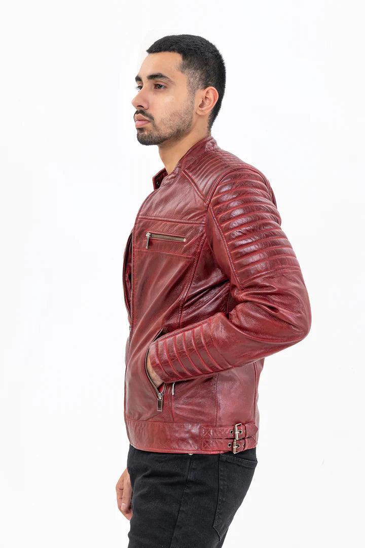 BIKER BURGANDY LEATHER JACKET