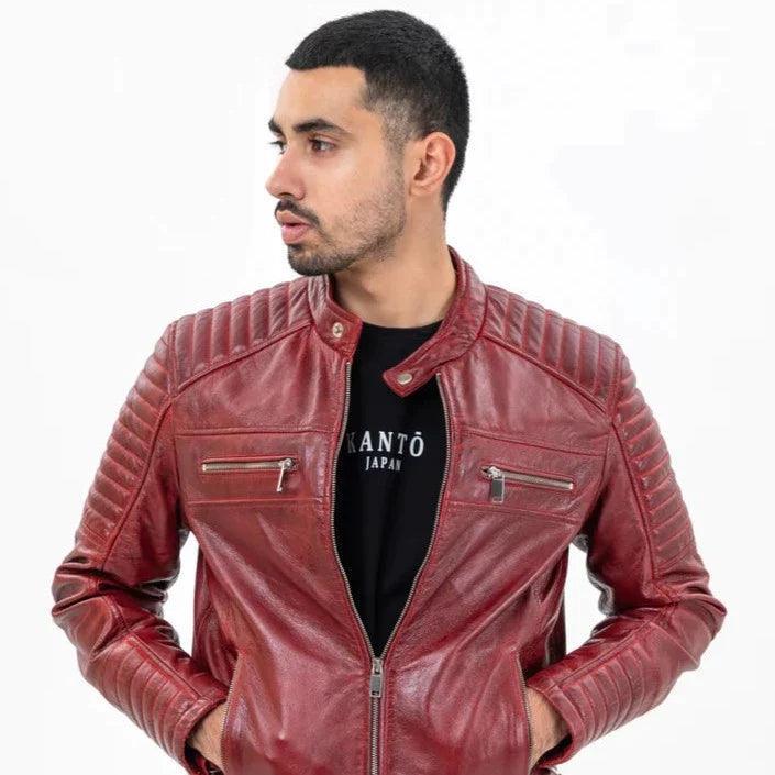 BIKER BURGANDY LEATHER JACKET