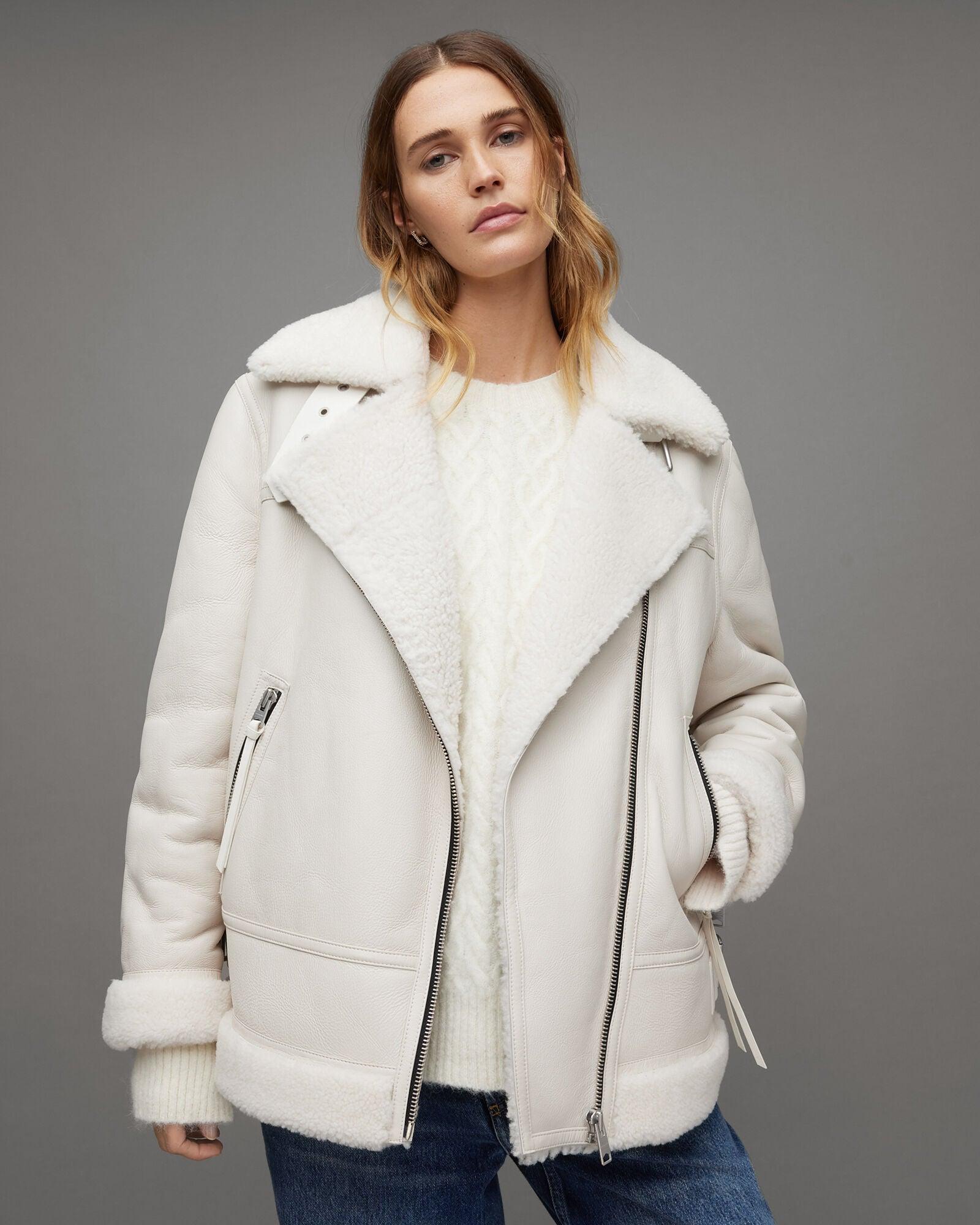 OVERSIZED-LEDERJACKE AUS SHEARLING