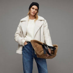 OVERSIZED-LEDERJACKE AUS SHEARLING