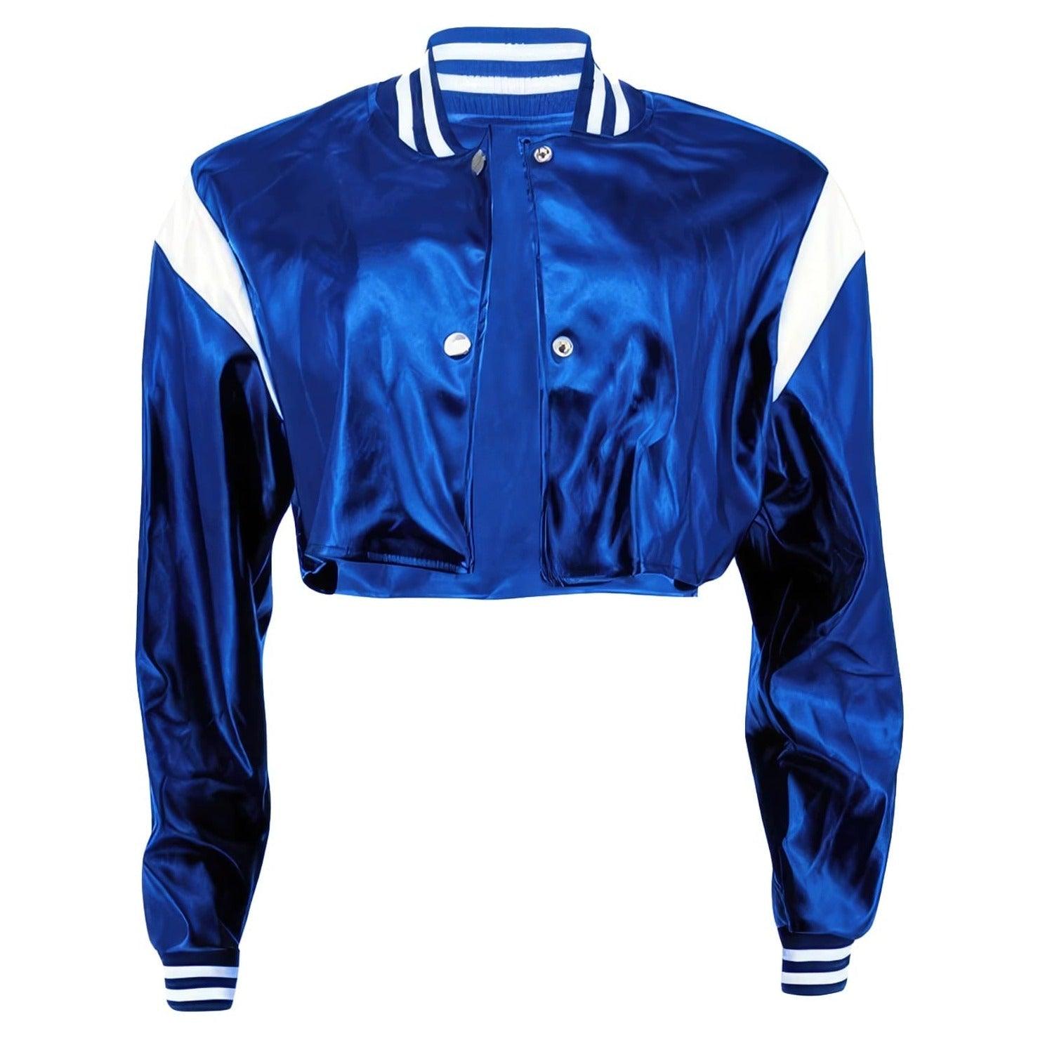 WOMEN CROP BASEBALL VARSITY LEATHER JACKET