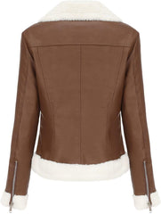 Klassische Kunstpelzlederjacke für Damen