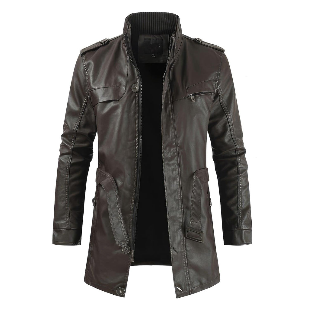 The Heritage Dark Brown Longline Leather Jacket