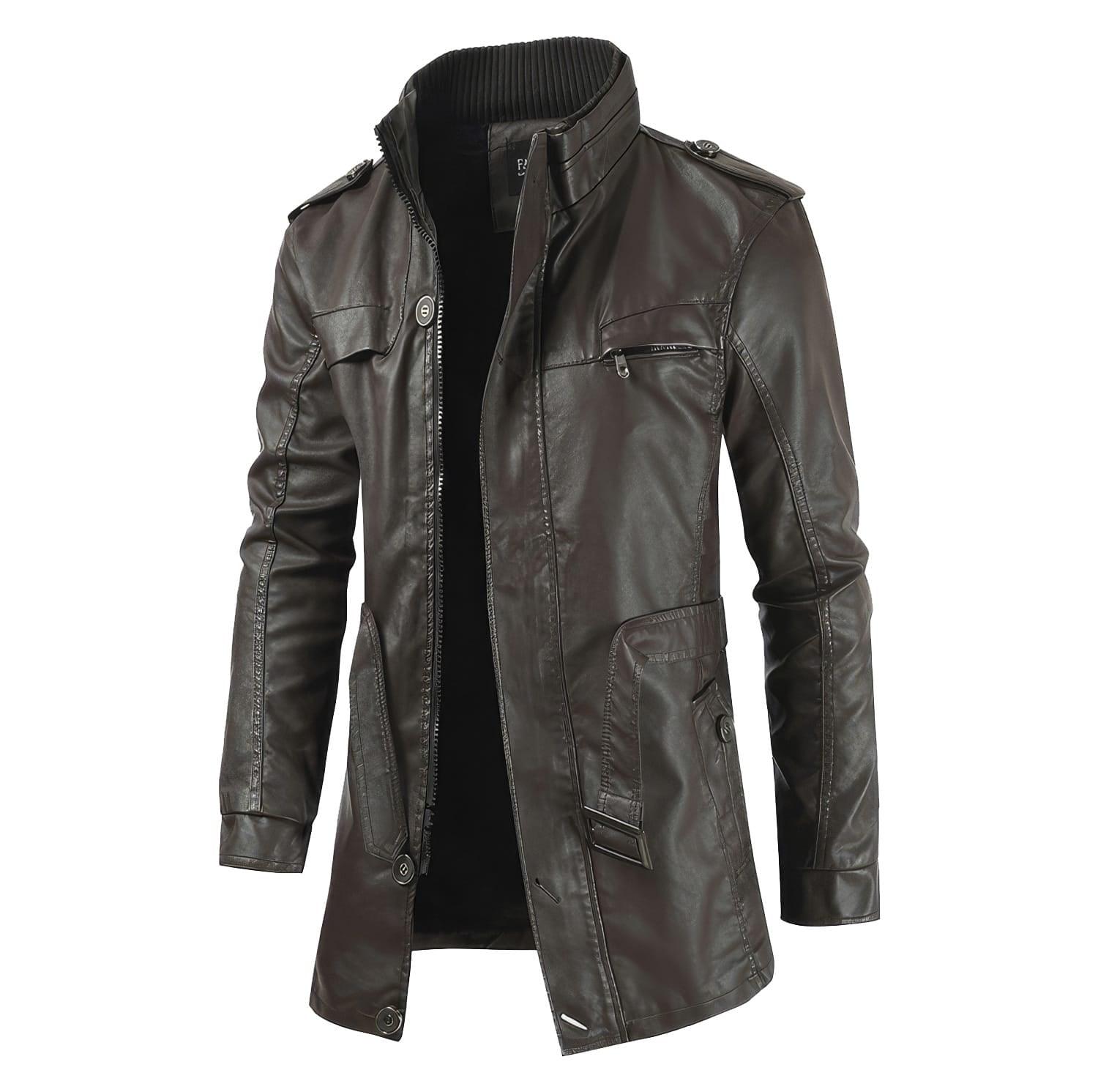 The Heritage Dark Brown Longline Leather Jacket