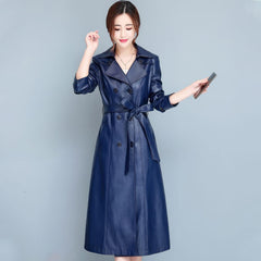DOPPELREIHIGER LEDERTRENCHCOAT FÜR DAMEN