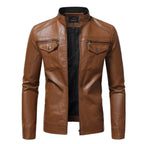 MENS BROWN RACER LEATHER JACKET