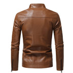 MENS BROWN RACER LEATHER JACKET