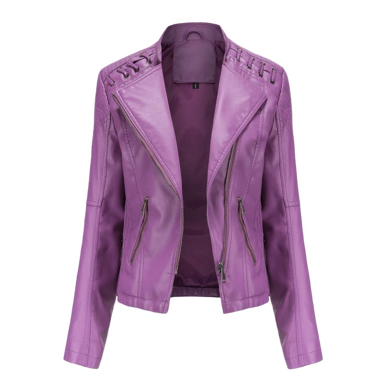 DAMEN LEDERJACKE MIT SCHULTERN UND SCHNÜRUNG
