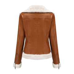 Klassische Kunstpelzlederjacke für Damen