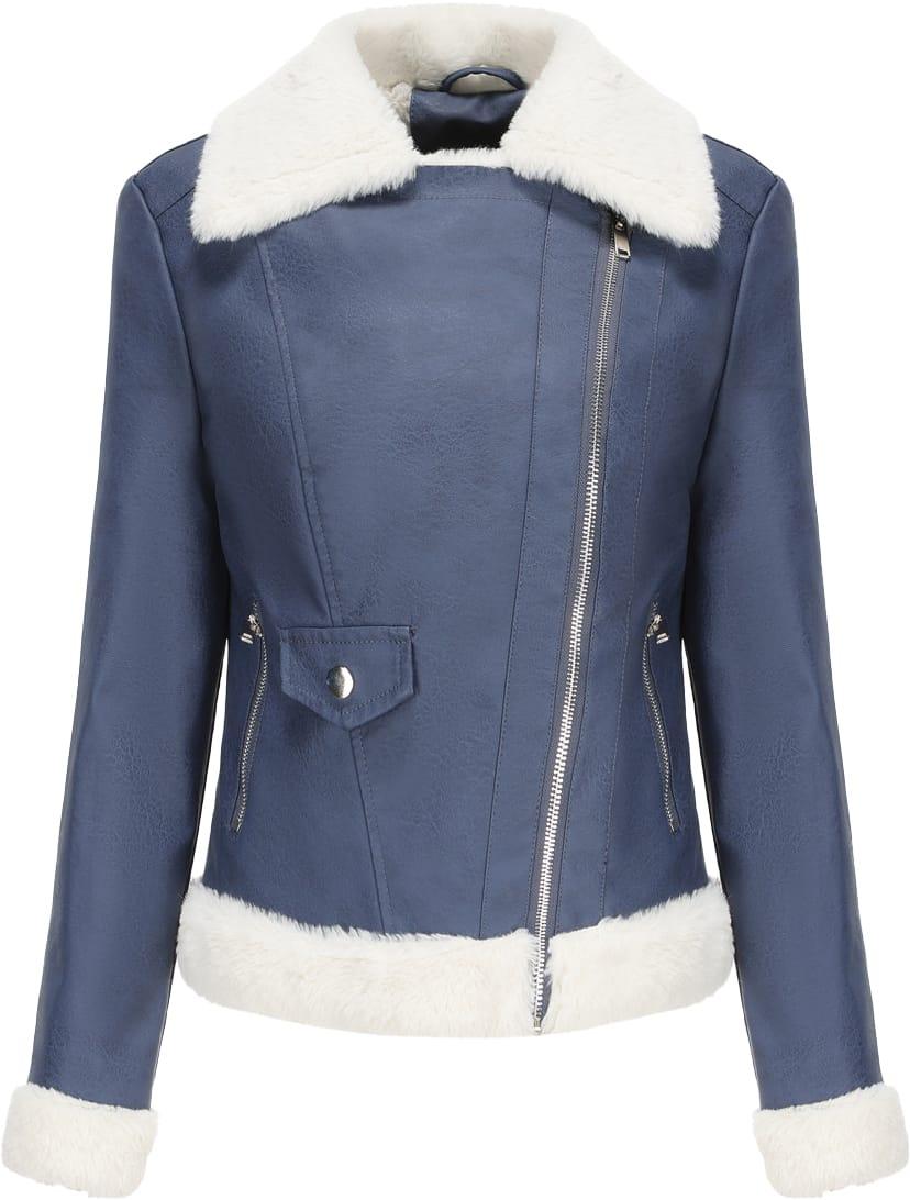 Klassische Kunstpelzlederjacke für Damen