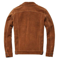 Men’s BROWN TRUCKER GENUINE SUEDE JACKET