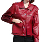 Women’s Red Retro Leather Jacket
