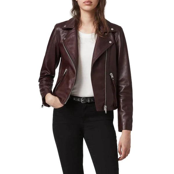 BRAUNE, GESCHMEIDIGE DAMEN-LEDERJACKE